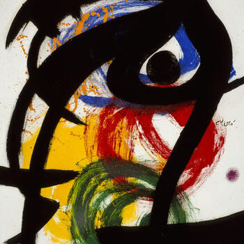 Joan Miró Personaggio, uccello II, 1973 Olio su tela, 65 x 54 cm Collezione privata © Successió Miró by SIAE 2016