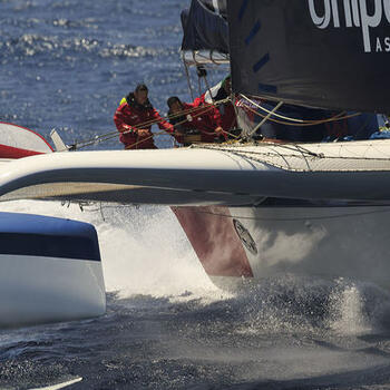 MOD 70 Maserati skippered by Giovanni Soldini shot offshore Porquerolles island during training. Photo Guilain Grenier