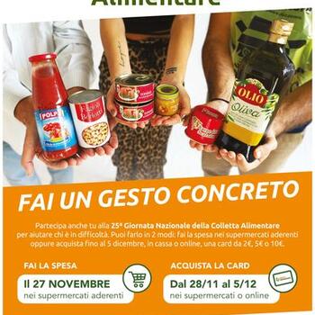 25° Giornata nazionale della colletta alimentare: torna in presenza la spesa per le persone in difficoltà